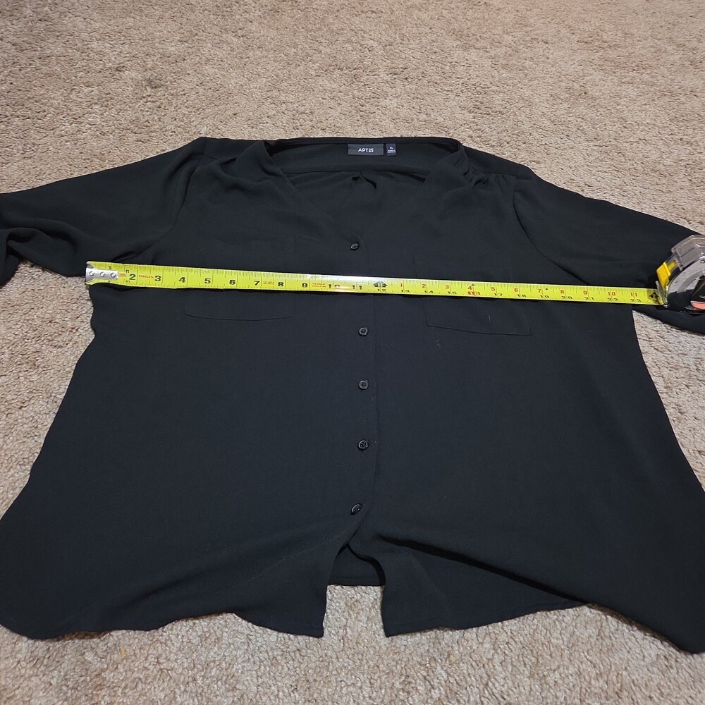 Apt 9 Black Blouse Womens XL V-Neck Roll Tab Sleeve Lightweight Shirt Casual Top - Picture 15 of 16